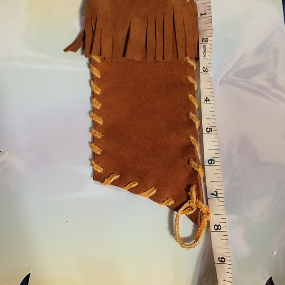 SOFT Brown & Tan Leather Fringe Riding Pouch